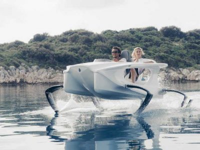 environmentally friendly, electric hydrofoiling quadrofoil watercraft