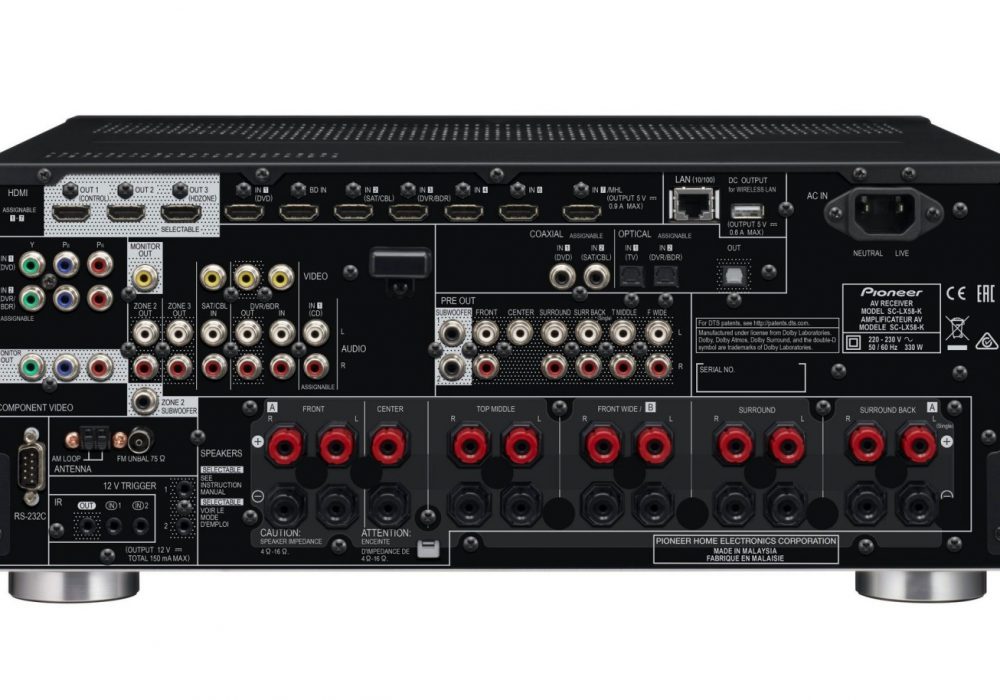 SC-LX58-K 9.2-Channel AV receiver with Class D Amplification, 4K Upscaling, SABRE<sup>32</sup> Ultra DAC, Dolby Atmos upgradable, DSD Playback, Wi-Fi, AirPlay, DLNA, Bluetooth (Black)
