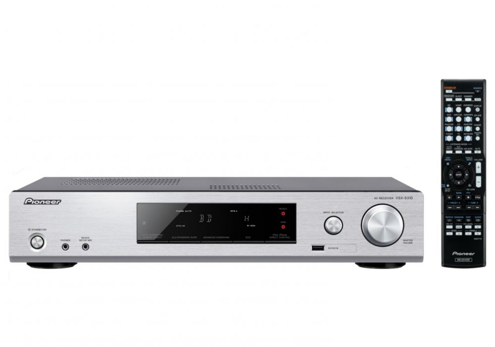 VSX-S310-S Slim 5.2-channel AV Receiver with Class D Amplification, 4x HDMI, Ultra HD 4K Pass Through and Eco Mode (Silver)