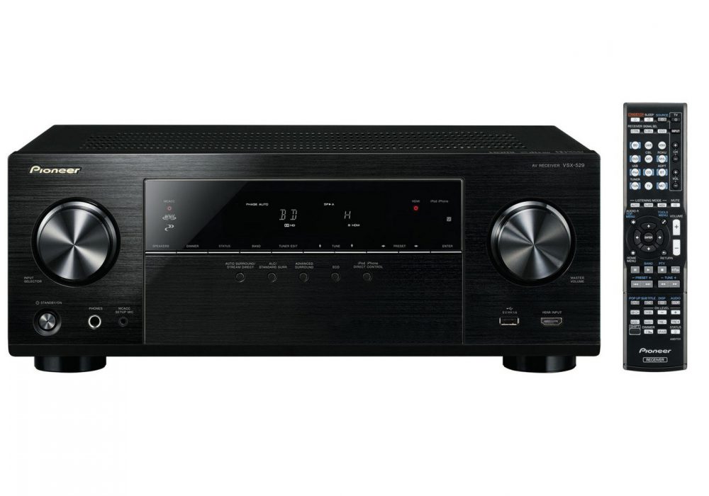 VSX-529-K 5.2-Channel AV Receiver with Dual Subwoofer Preout, Spotify Connect, vTuner, and Ultra HD 4K Pass Through (Black)