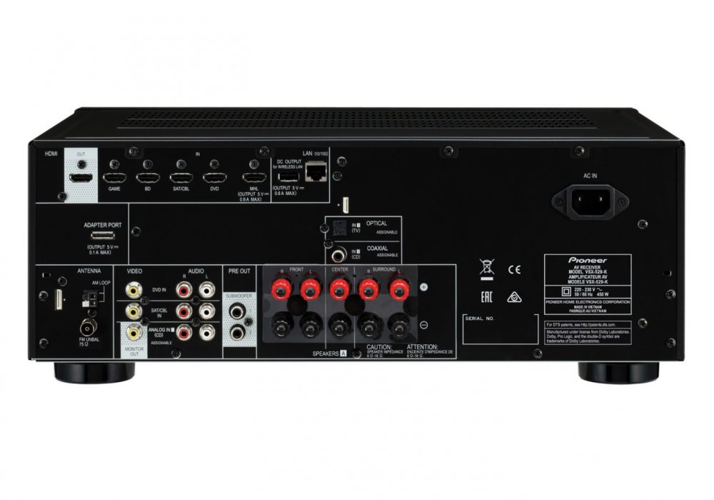 VSX-529-K 5.2-Channel AV Receiver with Dual Subwoofer Preout, Spotify Connect, vTuner, and Ultra HD 4K Pass Through (Black)