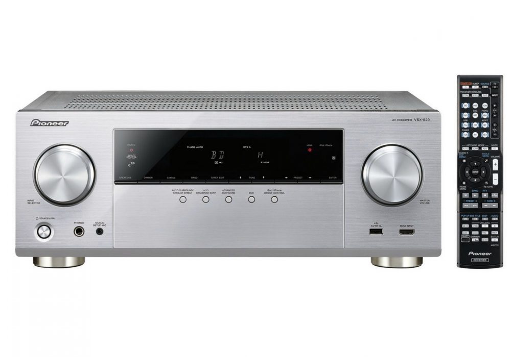 VSX-529-S 5.2-Channel AV Receiver with Dual Subwoofer Preout, Spotify Connect, vTuner, and Ultra HD 4K Pass Through (Silver)