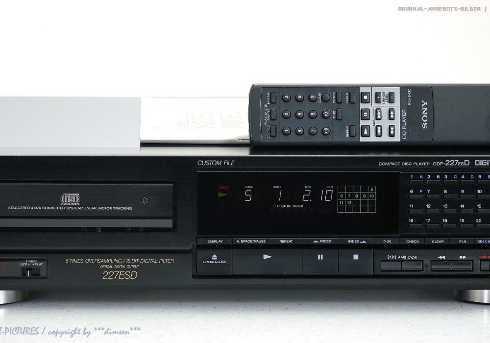 索尼 SONY CDP-227ESD High-End CD-Player mit FB+BDA in 1A-Zustand + 1J.Garantie!! ES