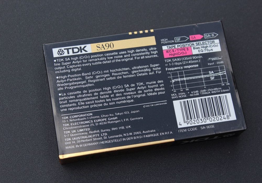 TDK SA90 (Type II) Blank Chrome 空白录音磁带 (1990)
